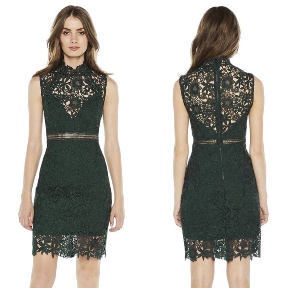 Bardot Paris Lace Mock Neck Coctail Dress